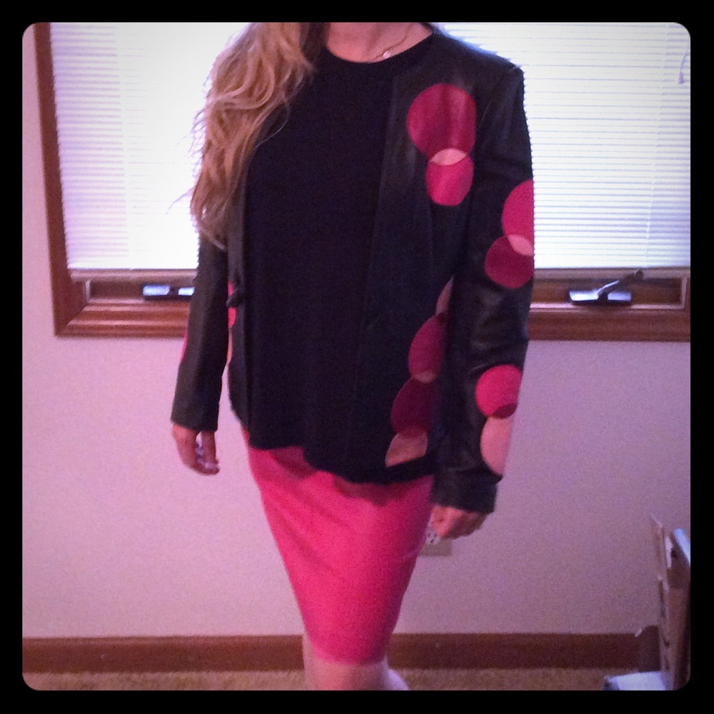 NWT belle sport leather jacket skirt set